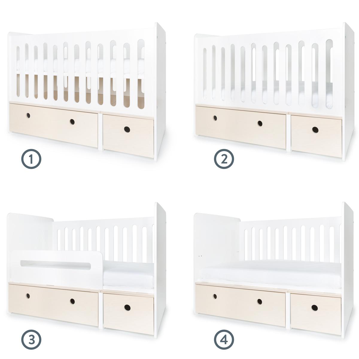 Babybett mitwachsend 70x140cm COLORFLEX white wash 