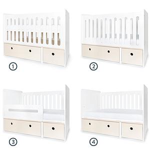 Babybett mitwachsend 70x140cm COLORFLEX white wash 