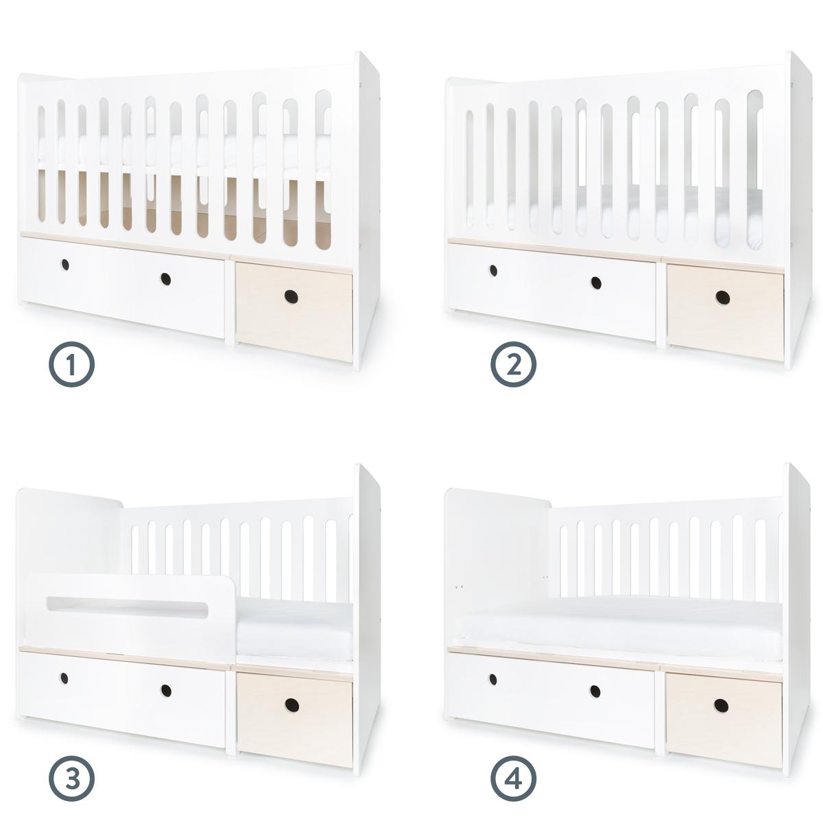Babybett mitwachsend 70x140cm COLORFLEX white-white wash
