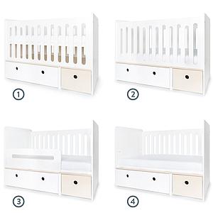 Babybett mitwachsend 70x140cm COLORFLEX white-white wash