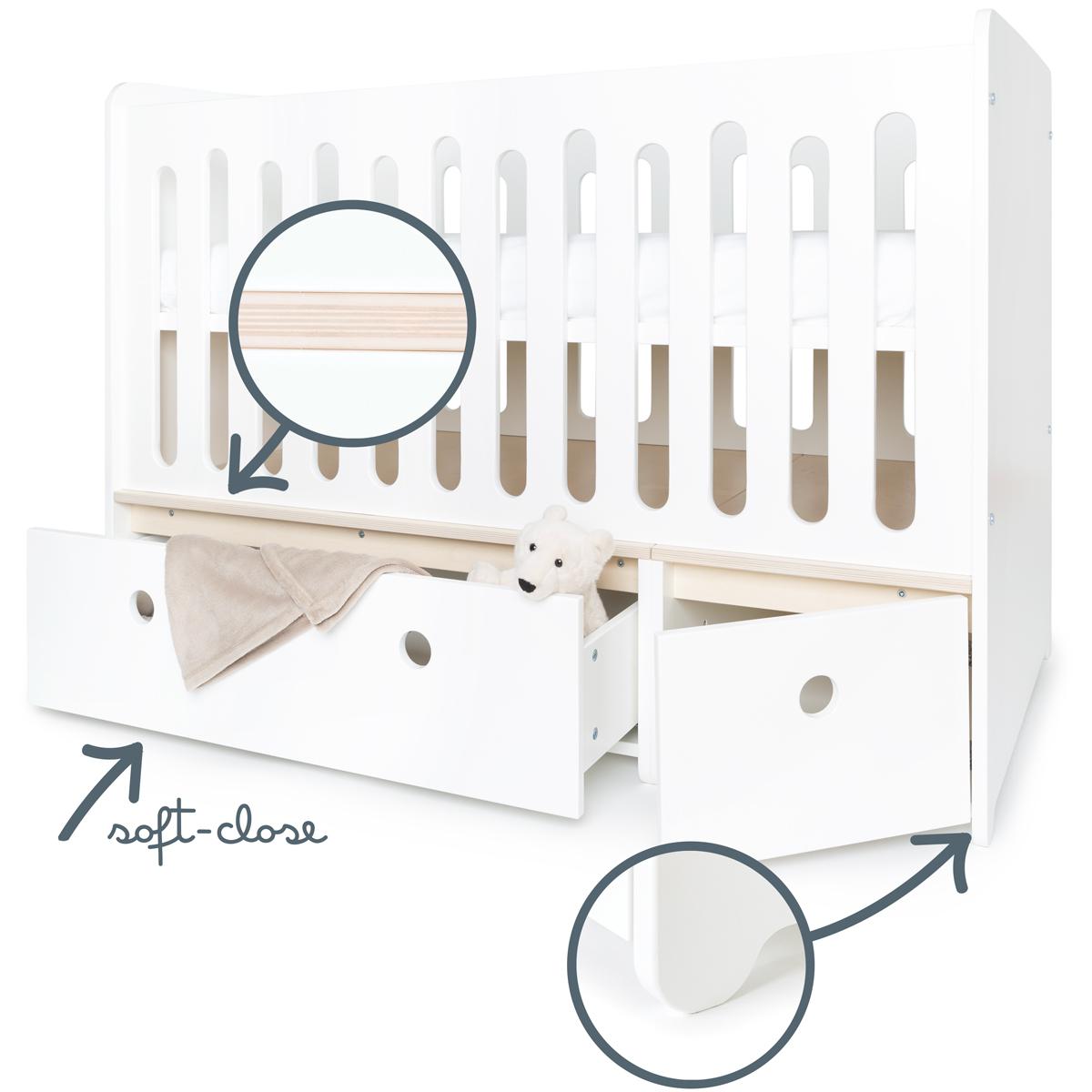 Babybett mitwachsend 70x140cm COLORFLEX white