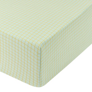 Babybettlaken aus Bio-Baumwolljersey STORIES Limitierte Auflage 70x140cm Nobodinoz grün Zitrone Gitter