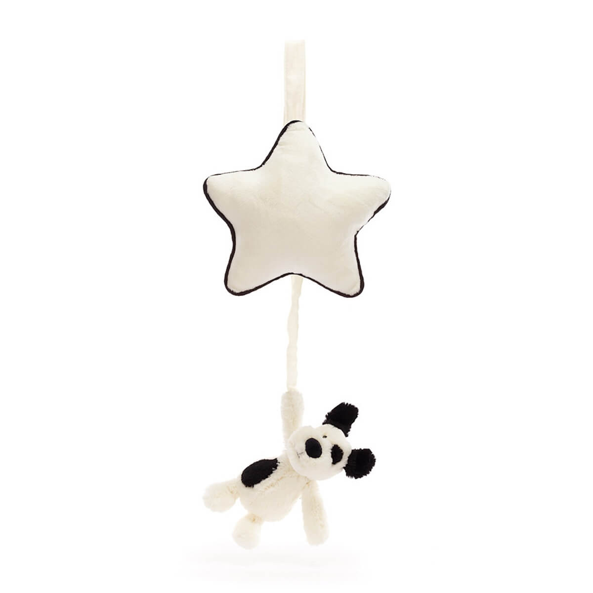 Bashful Black & Cream Puppy Musical Pull Jellycat