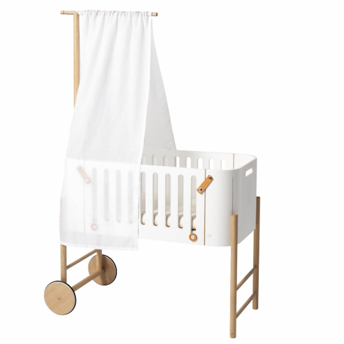 Beistellbett WOOD inkl. Umbauset zur Bank Oliver Furniture Weiß/Eiche