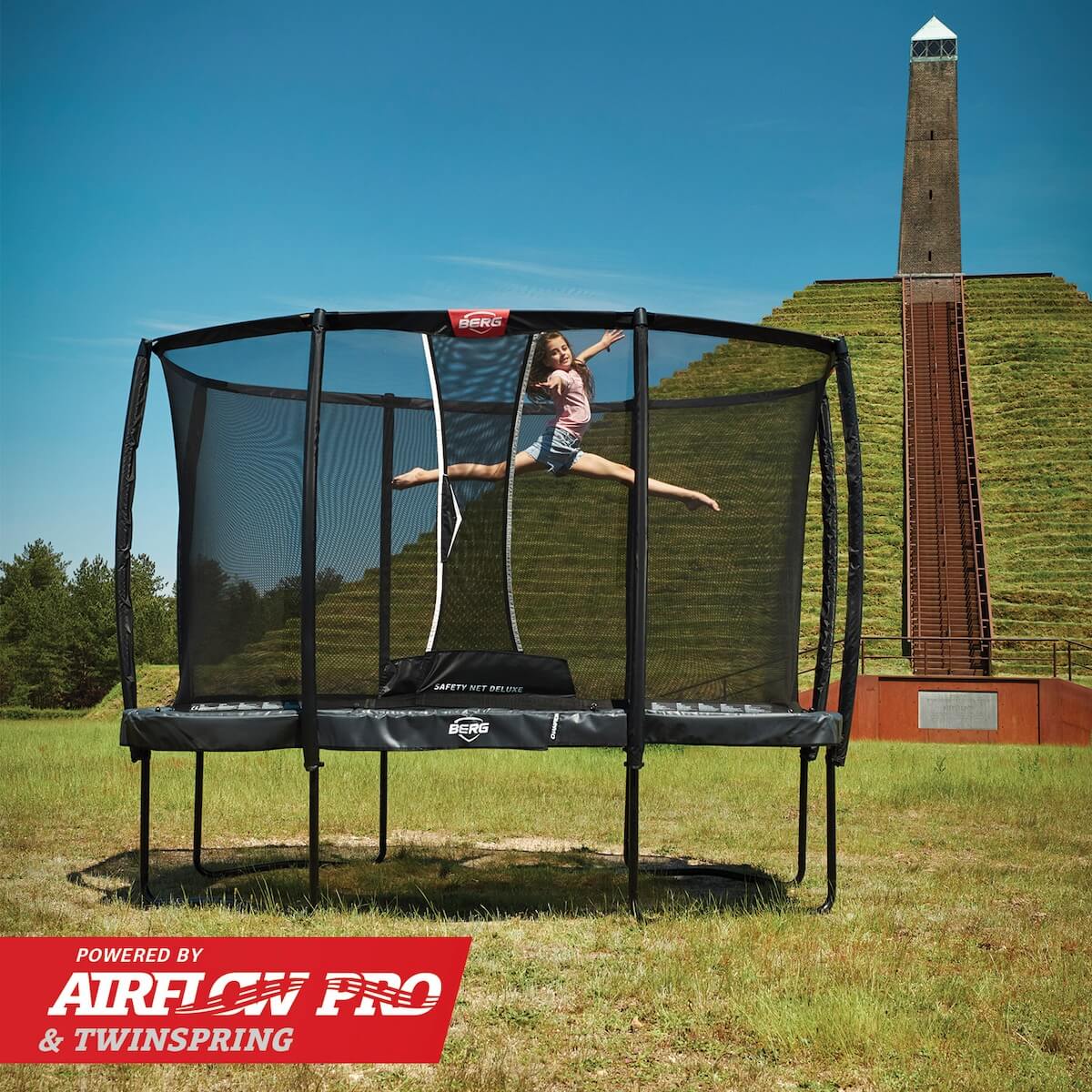 BERG Ultim Champion Regular 410 Grey + Safety Net DLX XL Trampolin
