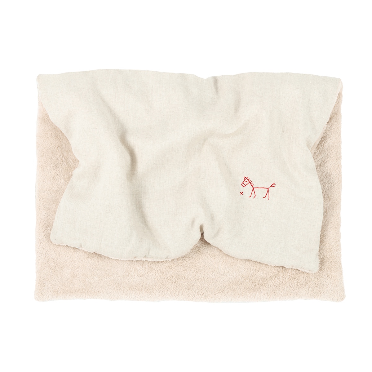 Bestickte Winterdecke aus französischem Leinen, greige. 140x100cm Nobodinoz