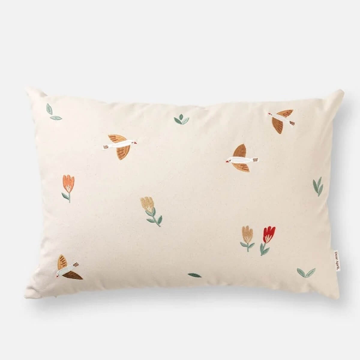 Besticktes Kissen Liebe April-Singvögel