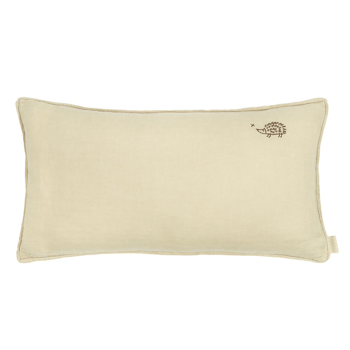 Besticktes Recheckkissen aus französischem Leinen. Green Tea. Maße: 50x30cm Nobodinoz