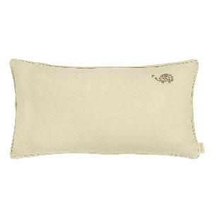 Besticktes Recheckkissen aus französischem Leinen. Green Tea. Maße: 50x30cm Nobodinoz