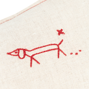 Besticktes Recheckkissen aus französischem Leinen. Greige. Maße: 50x30cm Nobodinoz