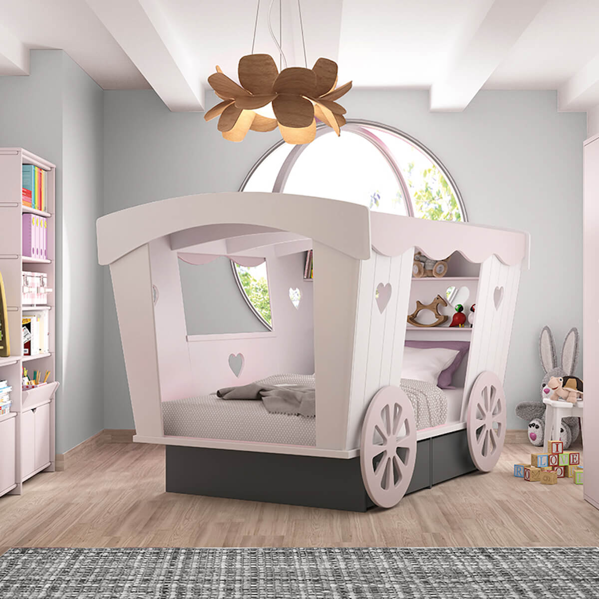 Bett 120x190cm ROULOTTE Mathy by Bols weiß und puderrosa