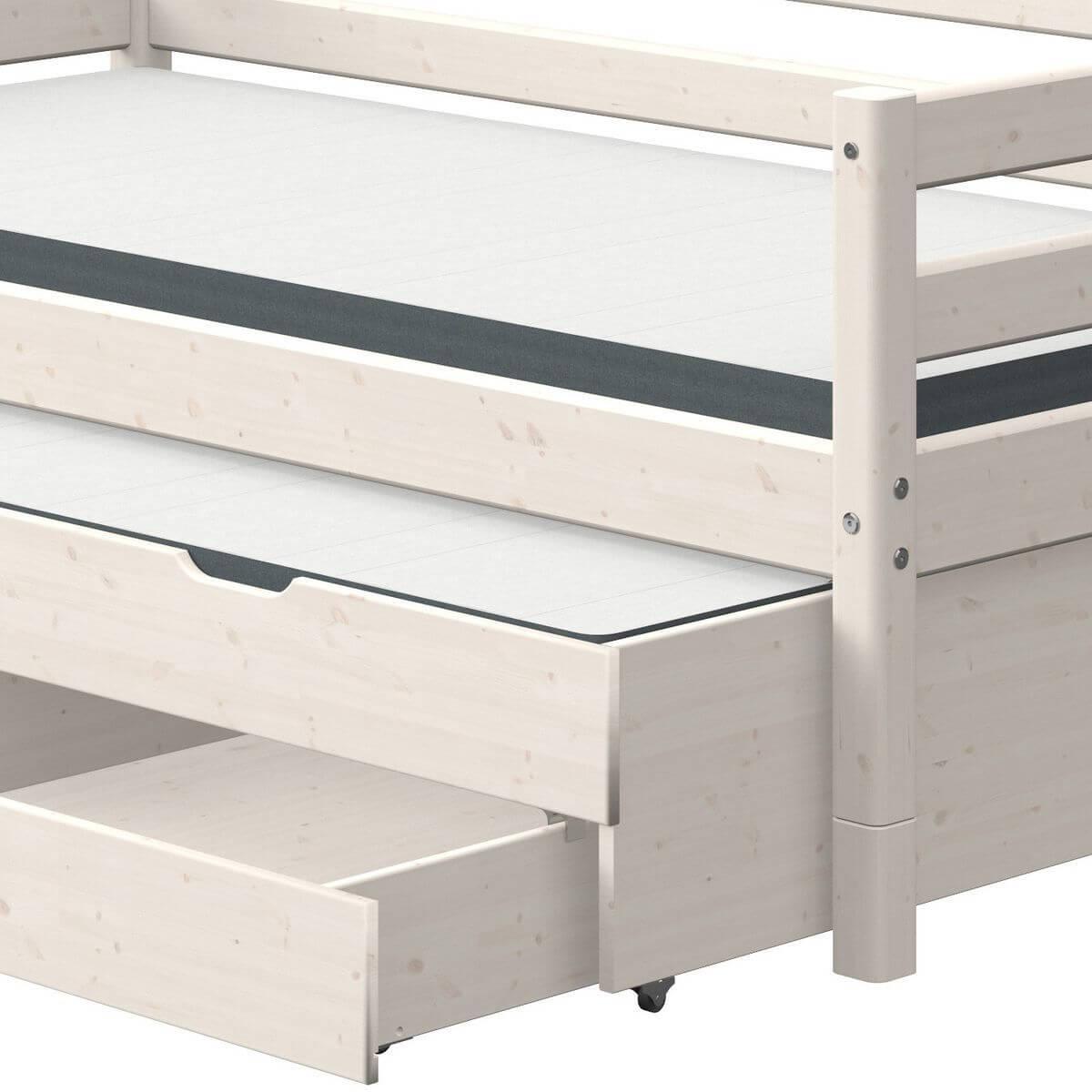 Bett Ausziehbett auf Rollen 2 Schubladen 90x200cm CLASSIC Flexa whitewash