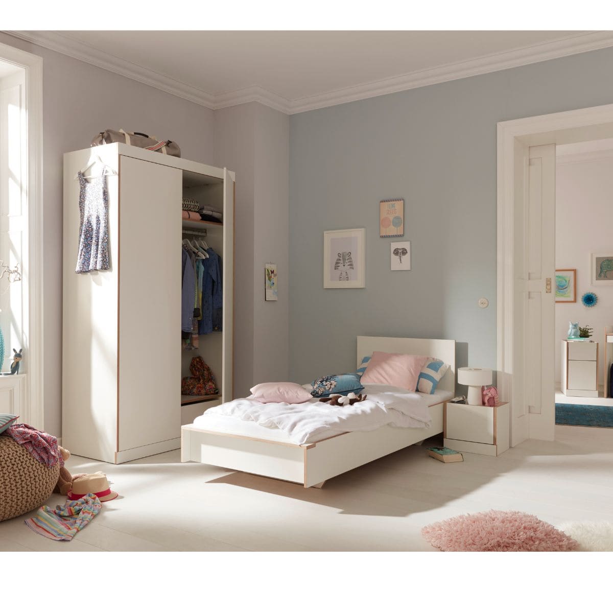 Bett FLAI 140x200cm mit Kopfteil Müller Small Living weiß