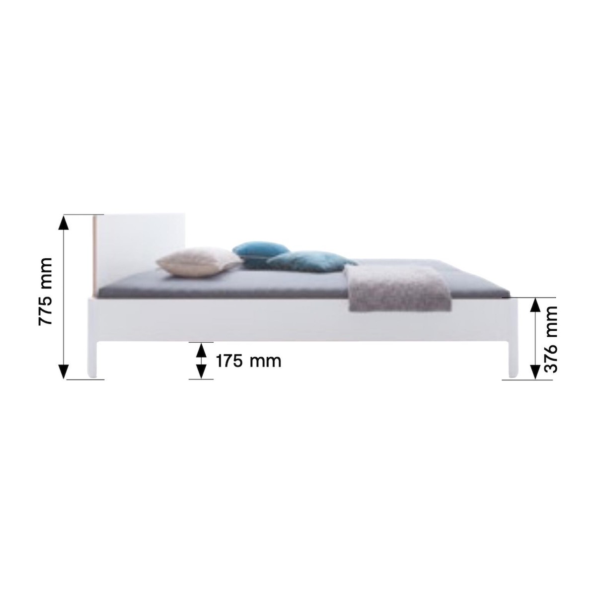 Bett NAIT mit Kopfteil 140x200cm Müller Small Living CPL weiß