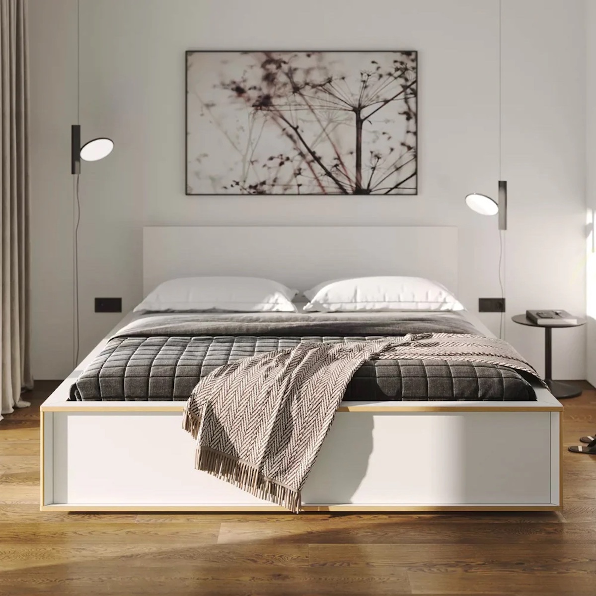 Bett SPAZE 140x200cm mit Kopfteil 2 Schubladen Müller Small Living weiß