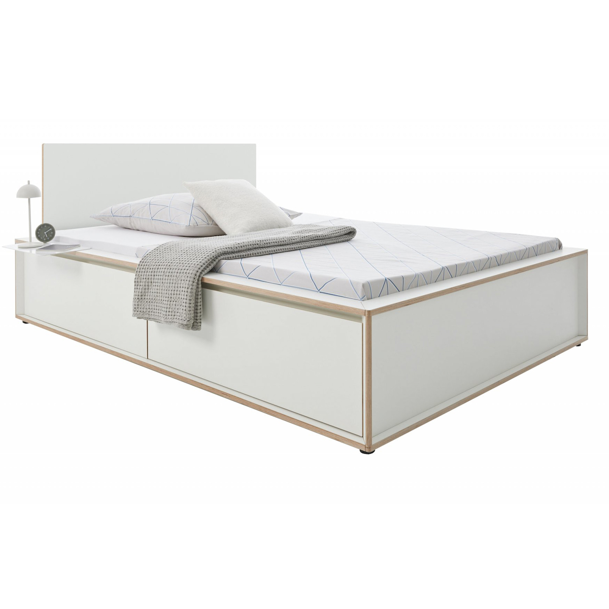 Bett SPAZE 90x200cm mit Kopfteil 2 Schubladen Müller Small Living weiß