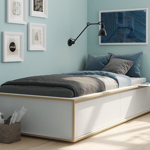 Bett SPAZE 90x200cm mit Kopfteil 2 Schubladen Müller Small Living weiß