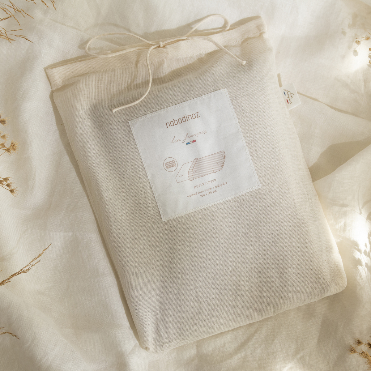 Bettbezug 100x140cm LIN FRANCAIS Nobodinoz Greige