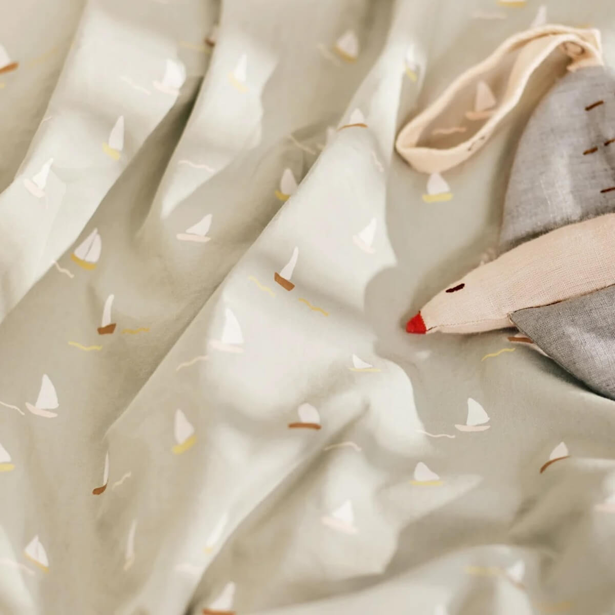 Bettdeckenbezug 100x140-40x45cm Liebe April Segelboote