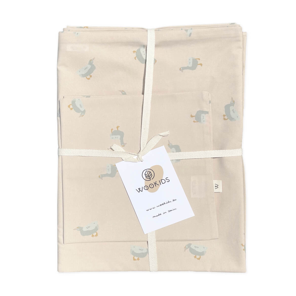 Bettdeckenbezug Baby DUCKS beige blau 100x140cm und Kissenbezug 40x40cm
