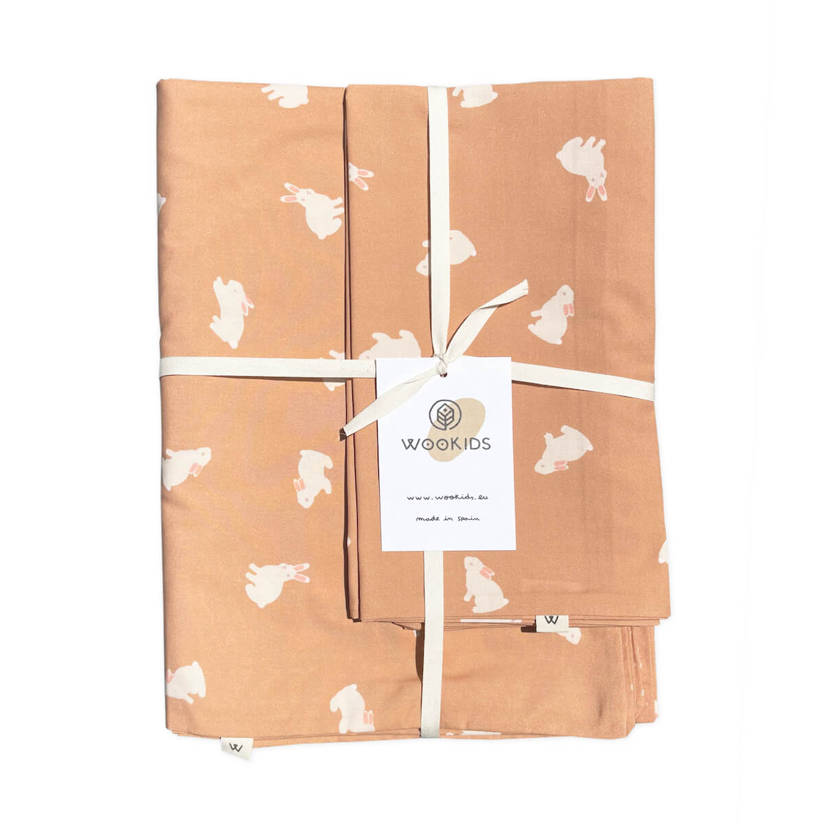 Bettdeckenbezug Baby RABBITS orange 100x140cm und Kissenbezug 40x40cm
