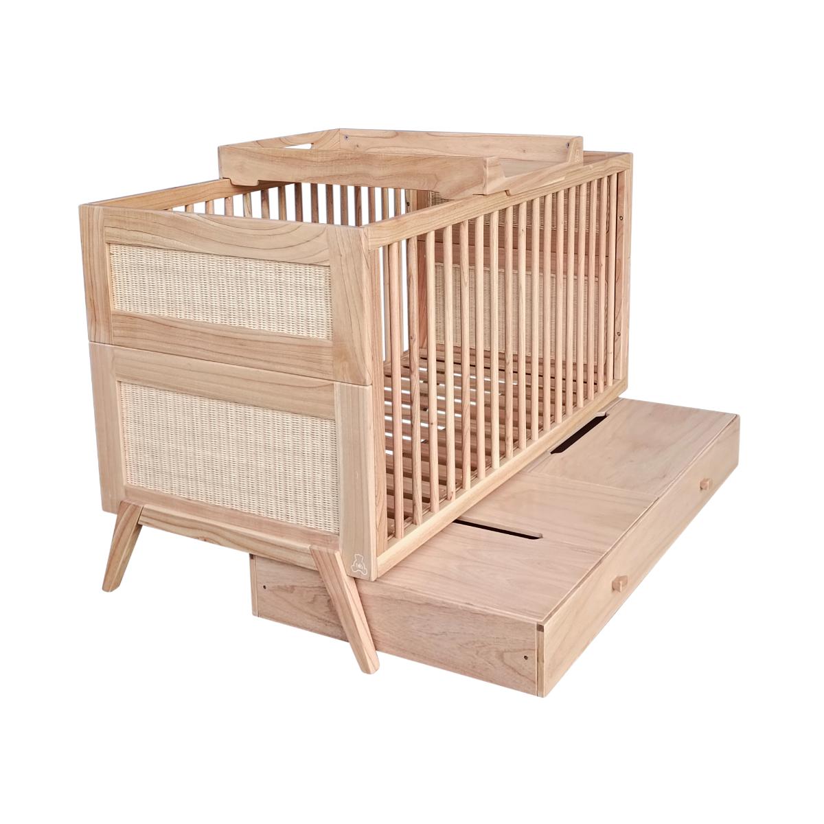 Bettschublade 70x140cm MARELIA HOLZ Theo Bebe natürlich