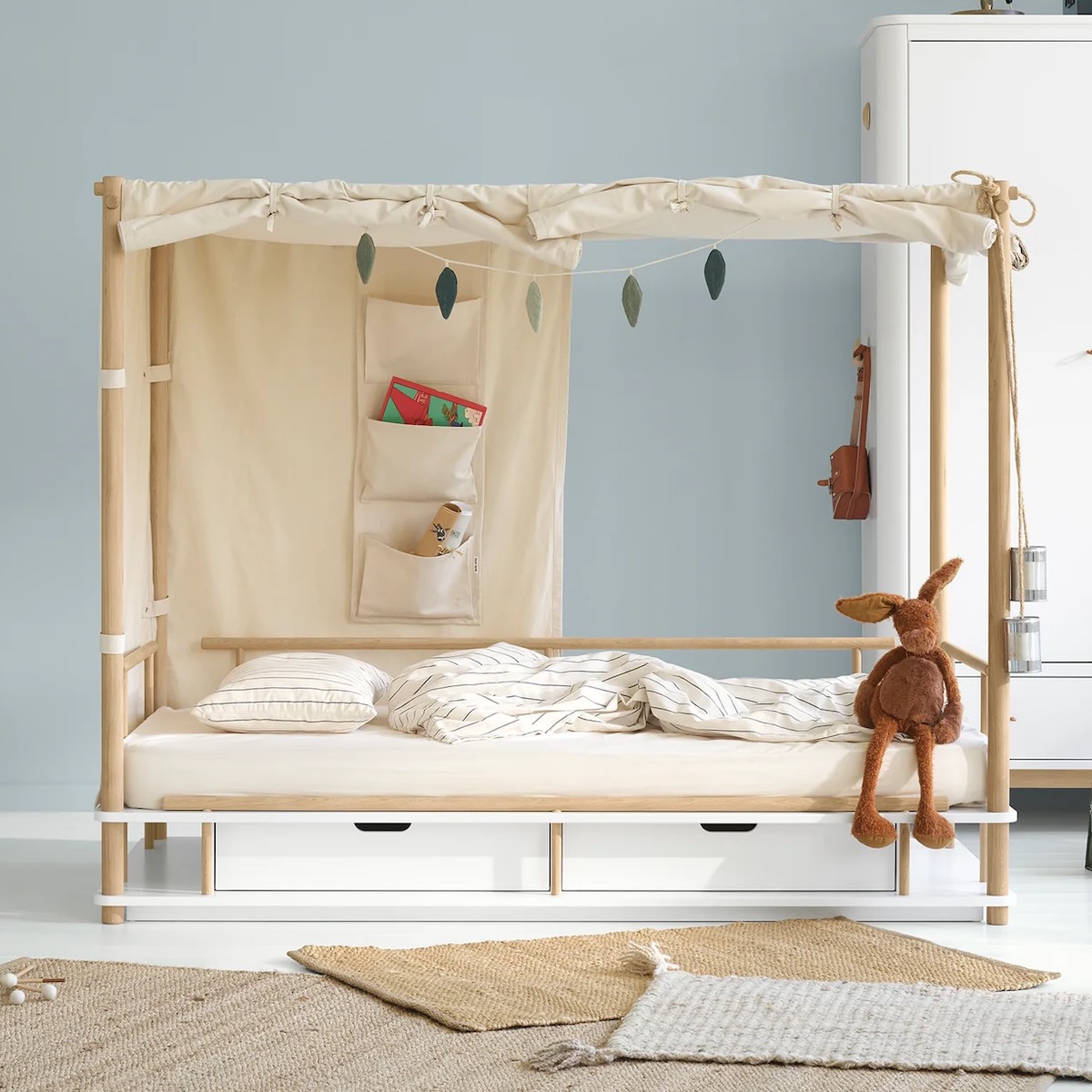 Bettsofa CAMP 90x180cm weiß/Eiche Oliver Furniture