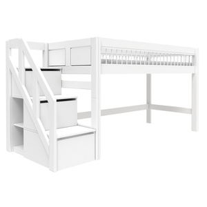 BREEZE Halbhochbett mit Treppe Rollboden Lifetime