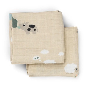 Burp cloth 2-pack Tiny farm Done by deer Sand