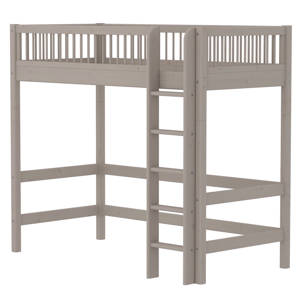 Cama alta clásica escalera recta madera de pino maciza espacio de almacenamiento/estación de trabajo en la parte inferior. FLEXA