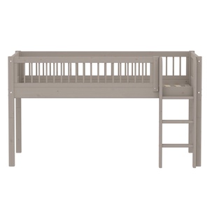 Cama CLASSIC media altura escalera recta barandilla de seguridad puntales madera maciza de pino. FLEXA