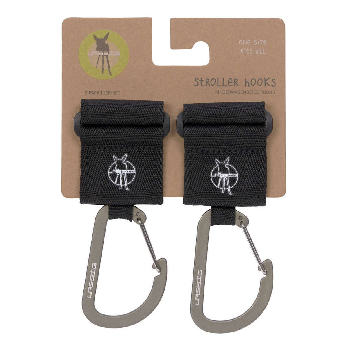 Casual Stroller Hooks with Carabiner 2 pack Laessig black