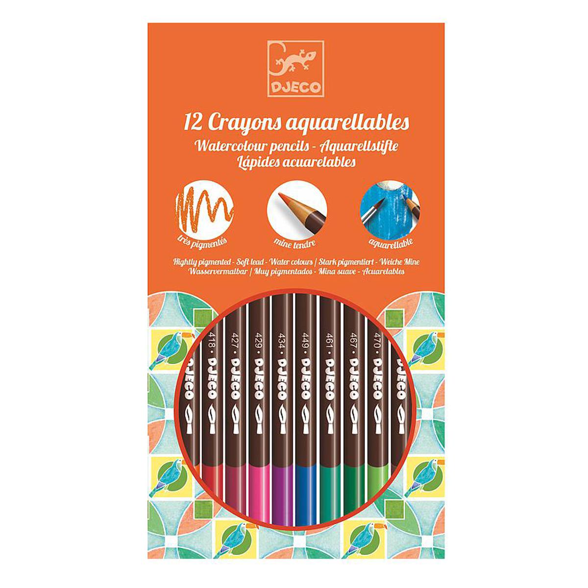 Crayons aquarellables CLASSIQUE +6Y Djeco