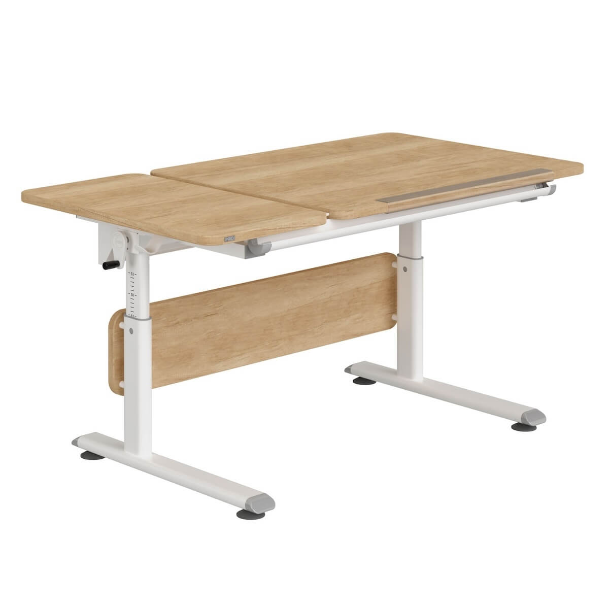 DIEGO GT Schreibtisch 130 x 70 cm, Tischplatte Eiche-Nebraska-NB, Gestell weiß DIEGO Schreibtische Paidi Weiß / Eiche Nebraska