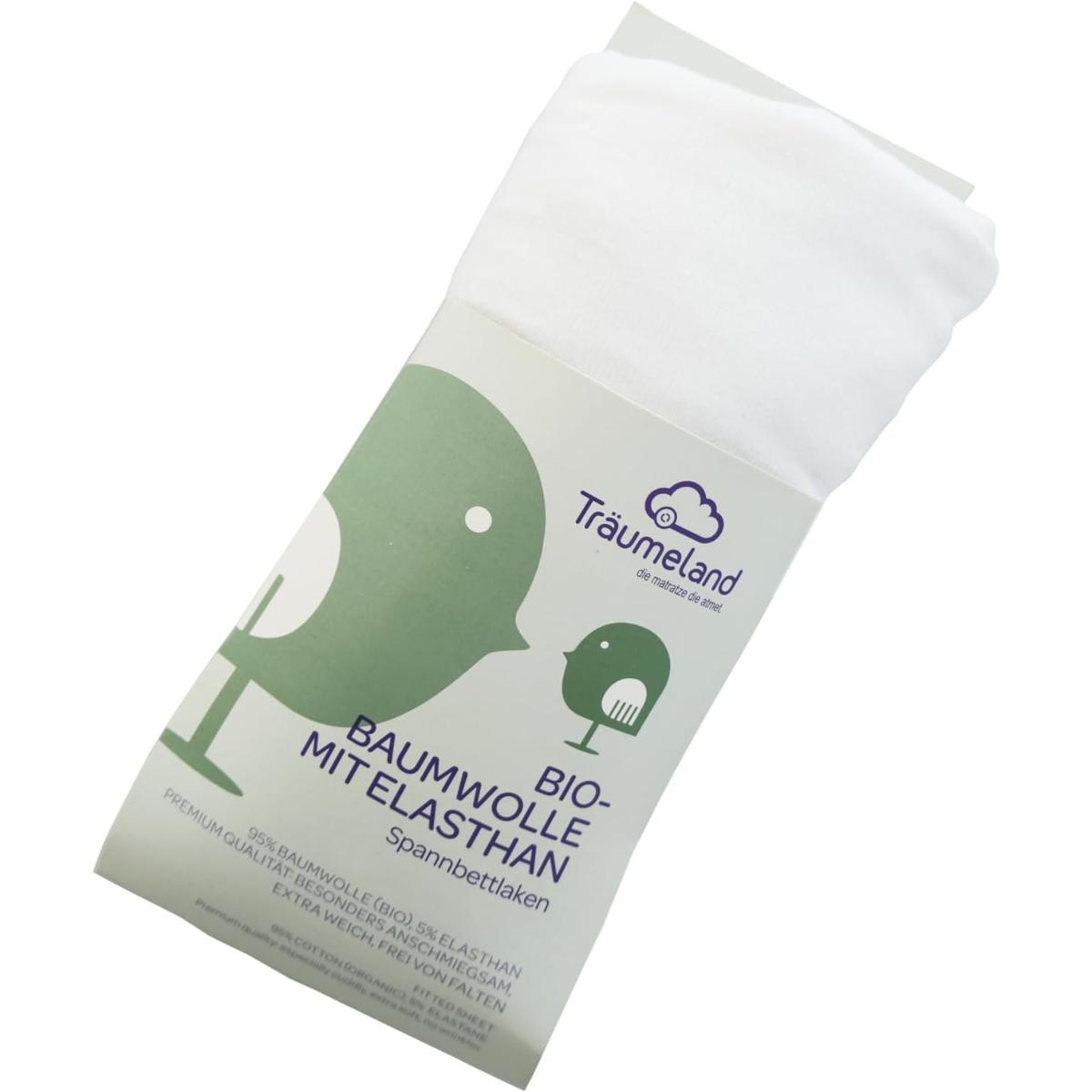 Drap housse organic cotton  White 120/140 x 200 Traumeland