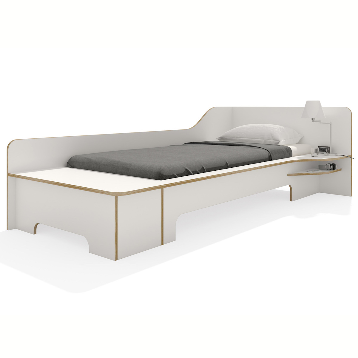 Einzelbett 90x200cm Bettkasten rechte Ausführung PLANE Müller Small Living weiß