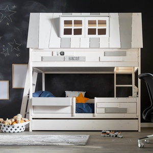 Etagenbett 140x200cm Außenleiter Lattenrost LUXE HANGOUT Lifetime whitewash