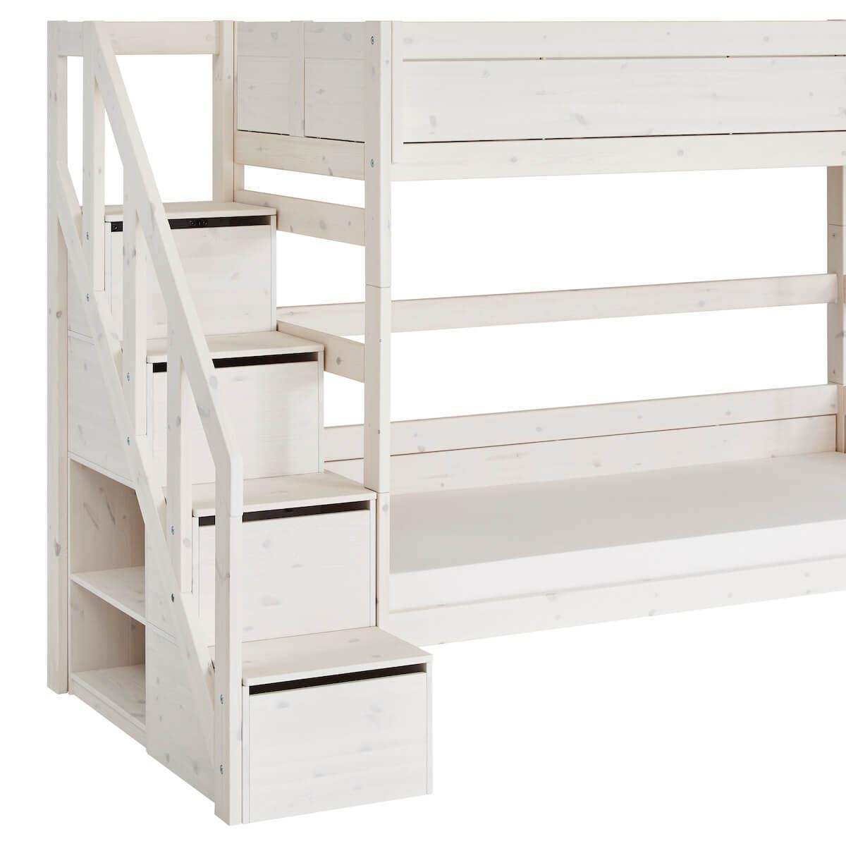 Etagenbett 90x200cm Treppe Lifetime whitewash