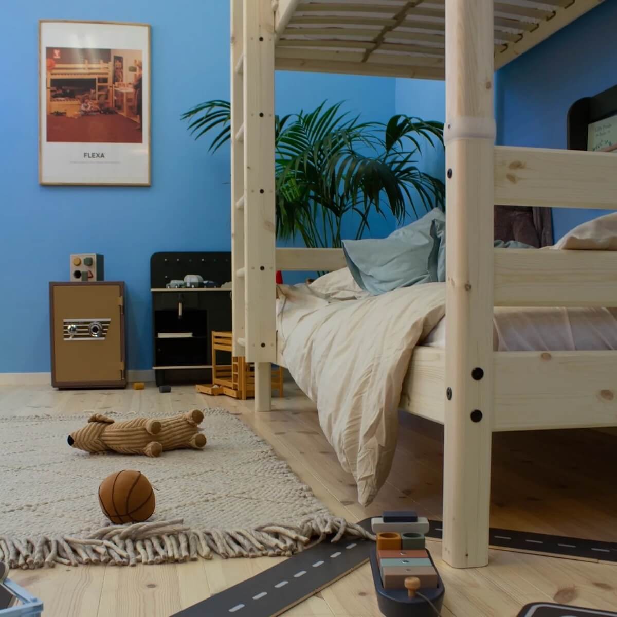 Etagenbett hoch 200x90cm gerade Leiter CLASSIC Flexa natural