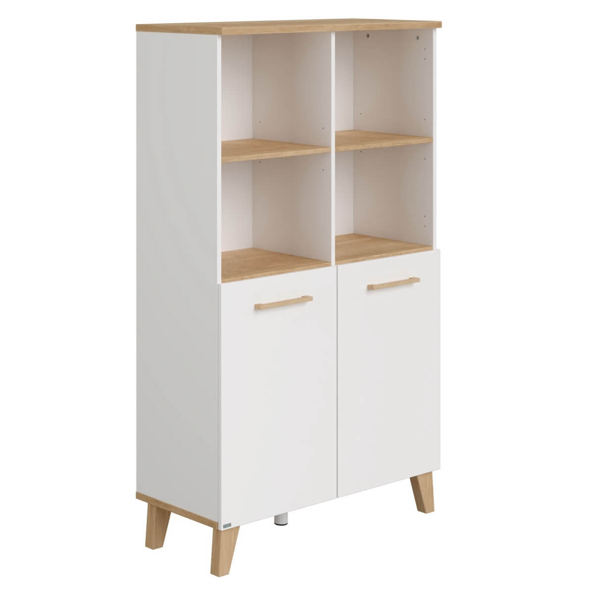 Etagenbett mit 2 unteren Türen, 4 offene Fächer OSCAR Paidi Eiche Nebraska / weiß