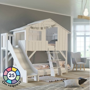 Etagenbett Rutsche Plattform 90x190cm CABANE Mathy by Bols weiß