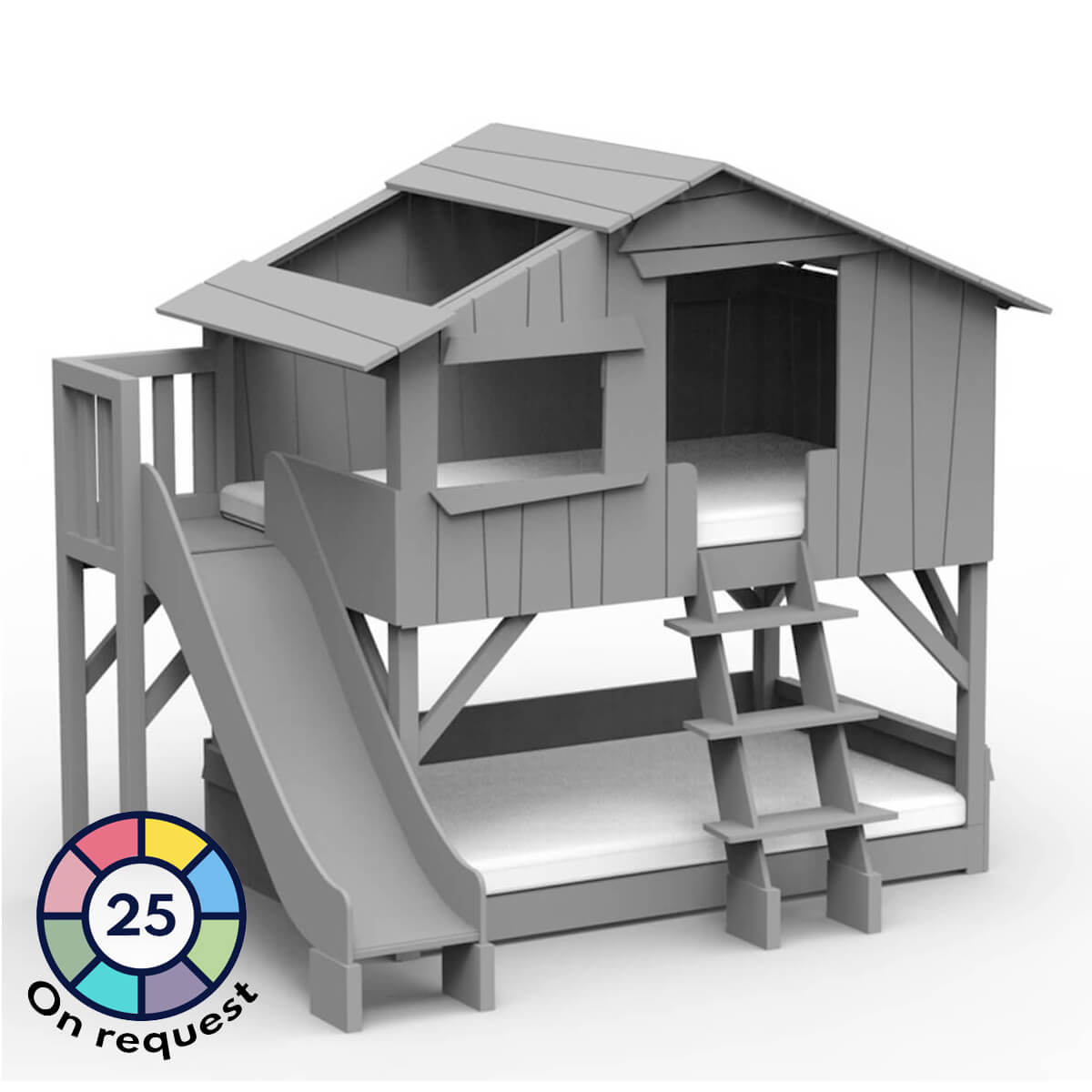 Etagenbett Rutsche Plattform 90x190cm CABANE Mathy by Bols zementgrau