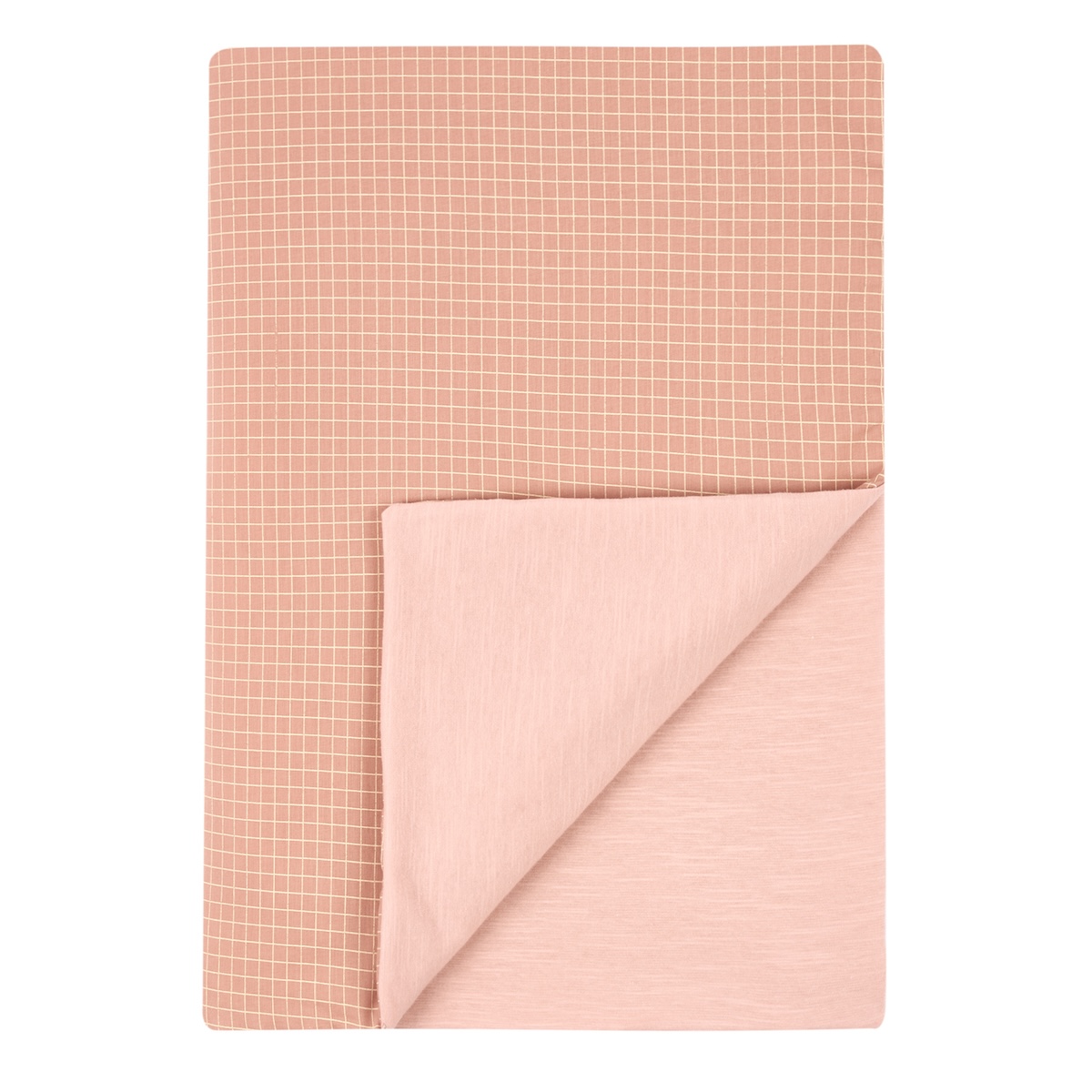 Extraweiche Decke für Neugeborene STORIES Limitierte Auflage 70x100cm Nobodinoz blush lemon grid