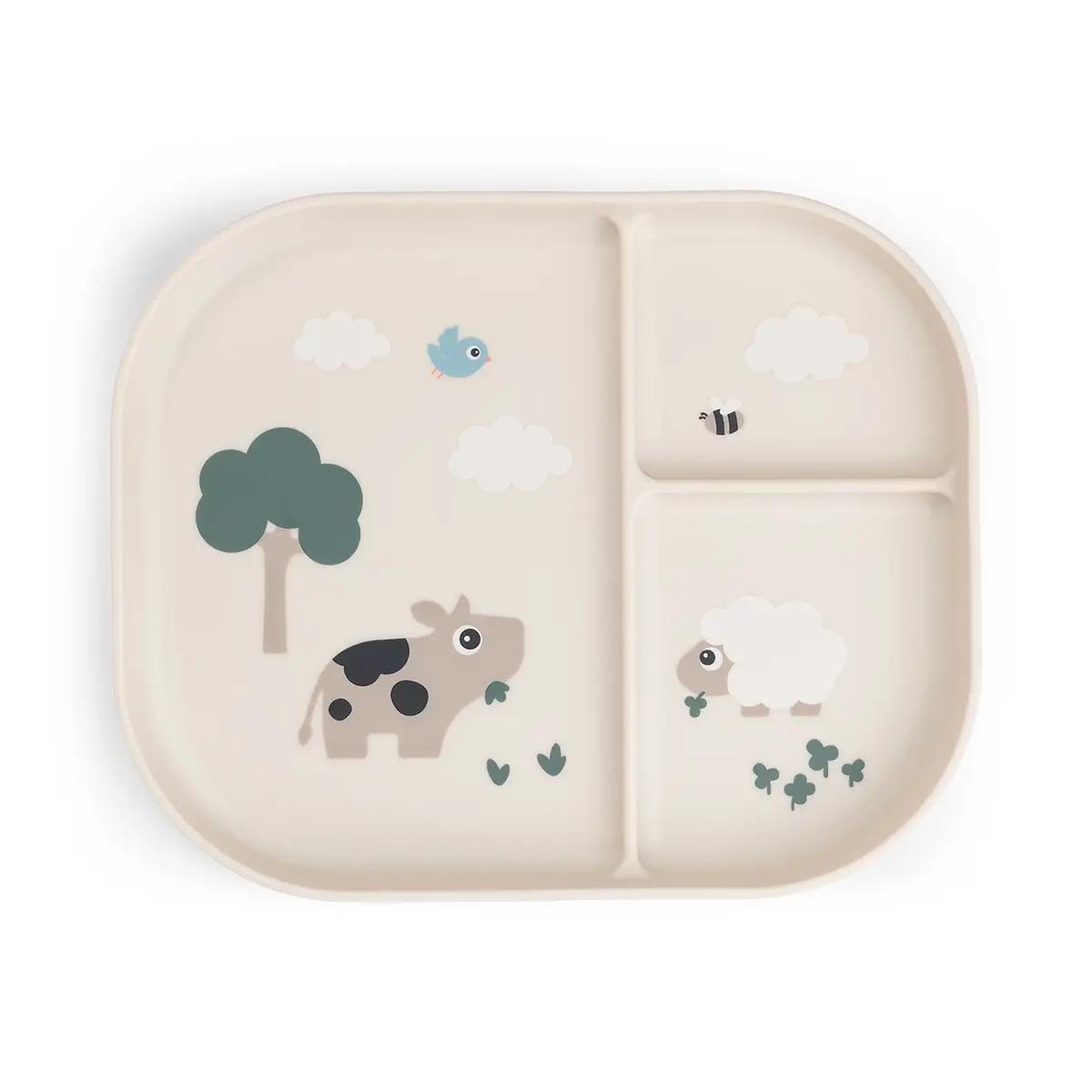 Foodie compartment plate Tiny farm Done by deer Sand