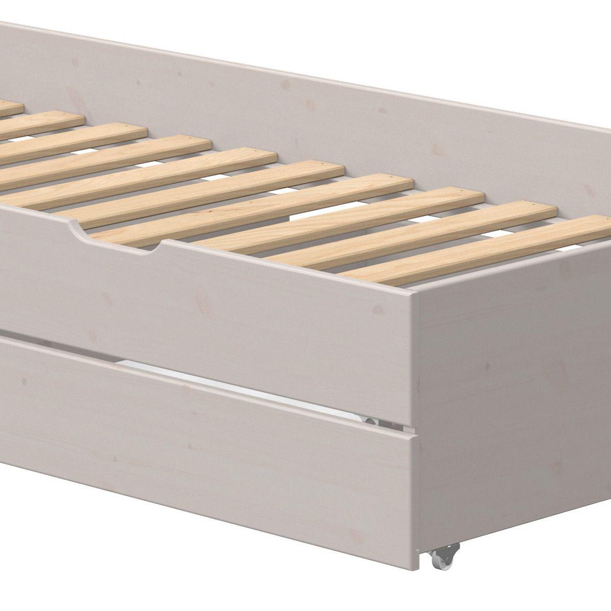 Gastebett 90x200cm 2 Schubladen niedriges Bett CLASSIC Flexa grey washed