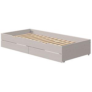 Gastebett 90x200cm 2 Schubladen niedriges Bett CLASSIC Flexa grey washed