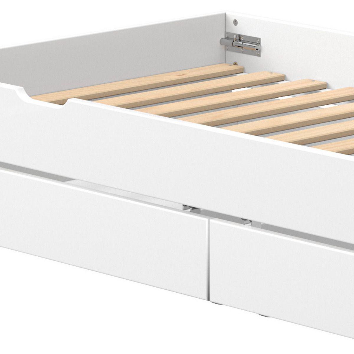 Gästebett auf Rollen + 2 Schubladen 90x190cm WHITE Flexa weiß