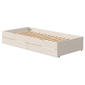 Gästebett auf Rollen 2 Schubladen 90x200cm CLASSIC Flexa white wash
