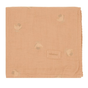 Geburtsgeschenk swaddle print WABI SABI 70x70cm Nobodinoz Powder rosa Blüte