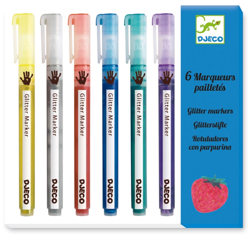 Glittermarker-par 6 DIE FARBEN FÜR GROSSE Djeco